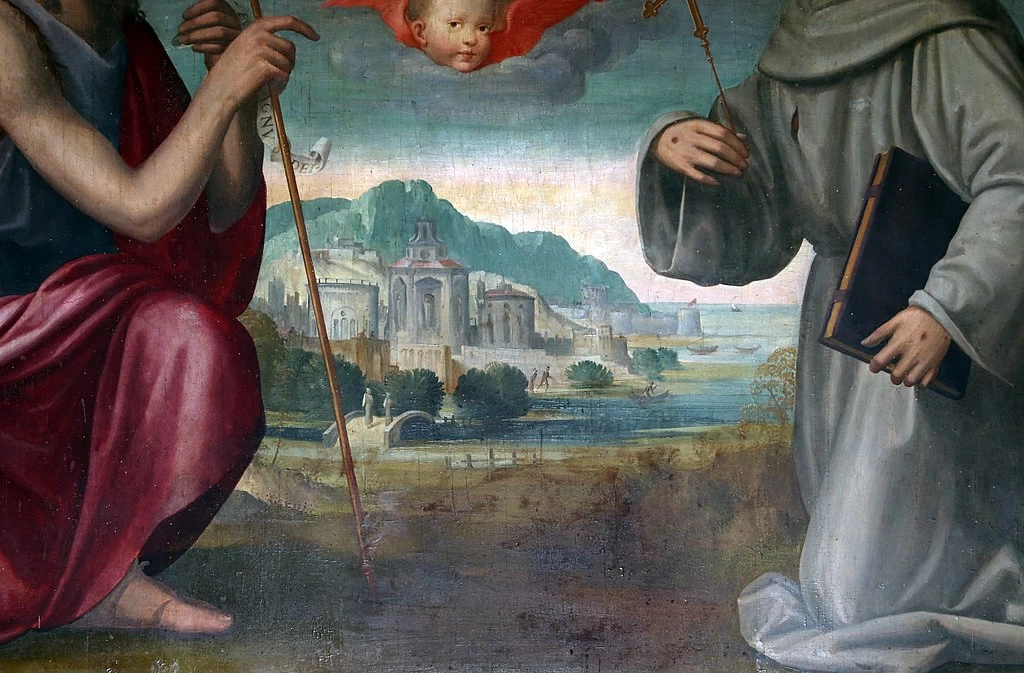 Maria assunta tra i ss. Giovanni Battista e Francesco - attribuito, San Giuseppe al Galluzzo, Firenze, dettaglio